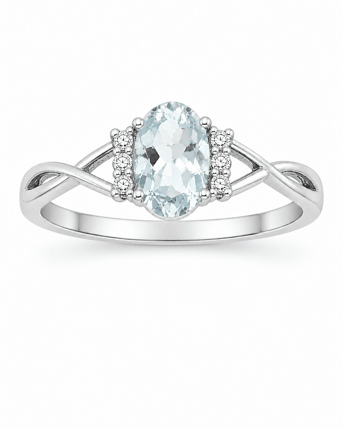 Serene Aquamarine Split-Shank Twist Ring