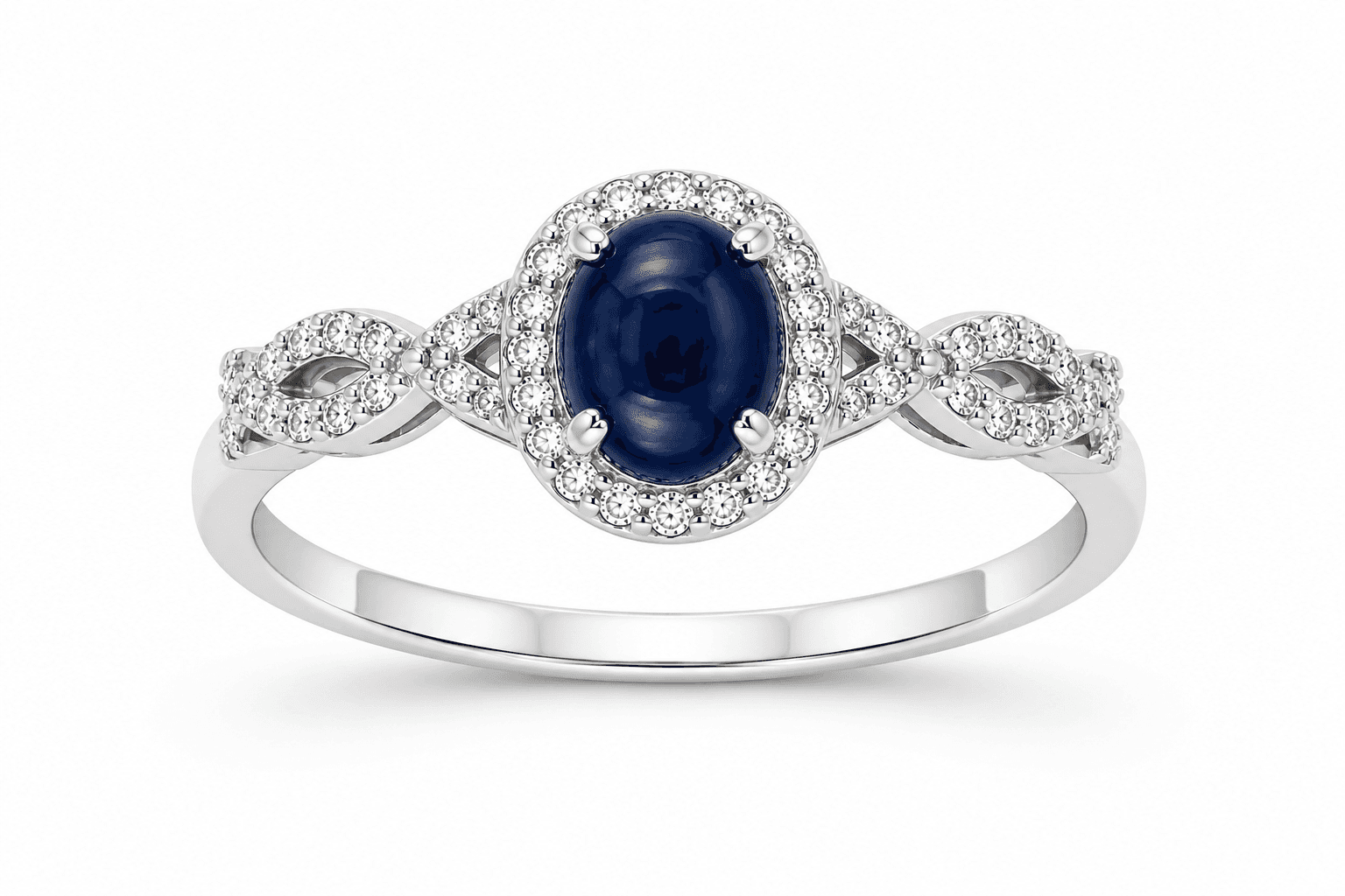 Royal Sapphire Cabochon Infinity Twist Ring