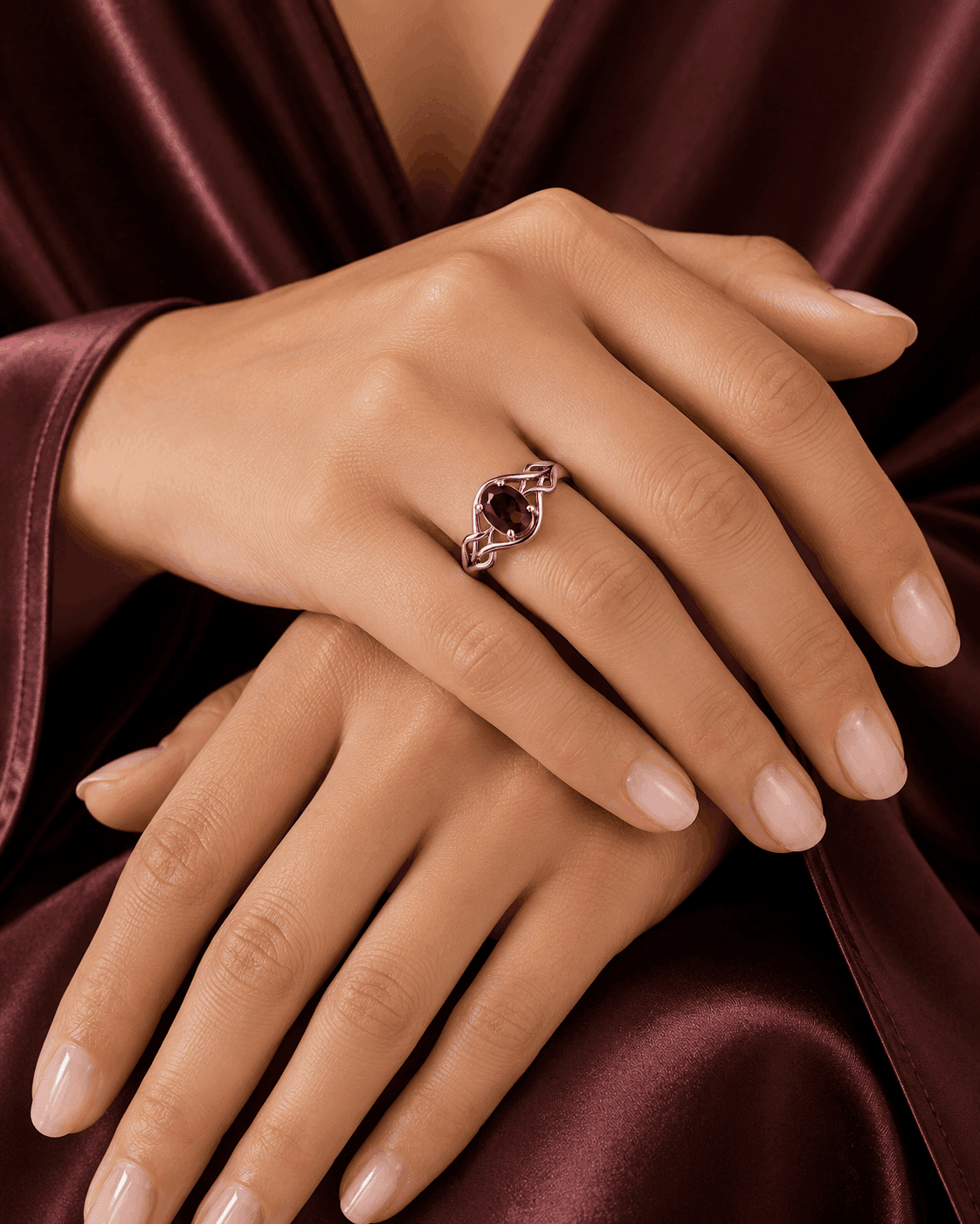 Deep Crimson Garnet Ivy Ring alternate view