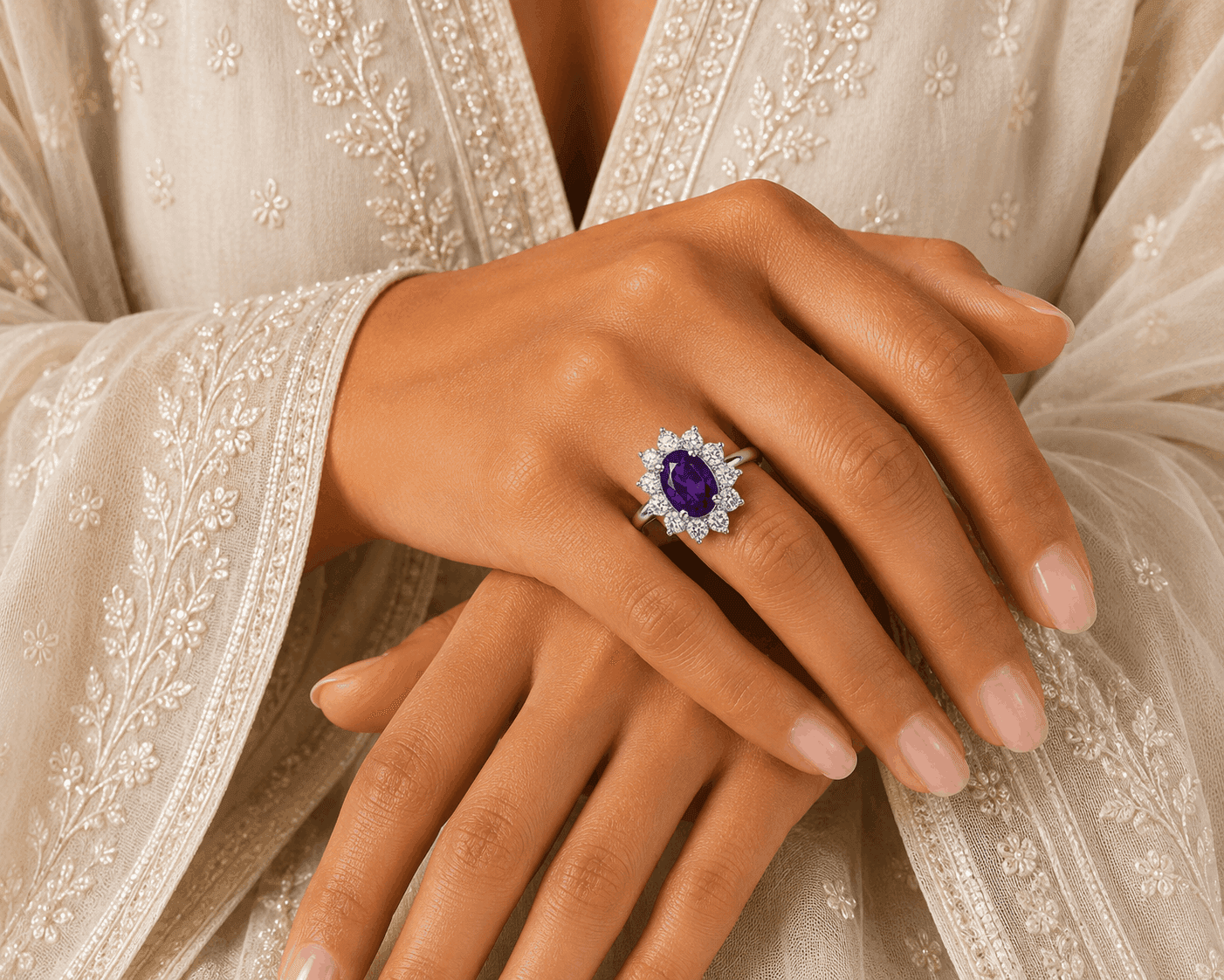 Tanzanite Azure Blossom Halo Ring alternate view