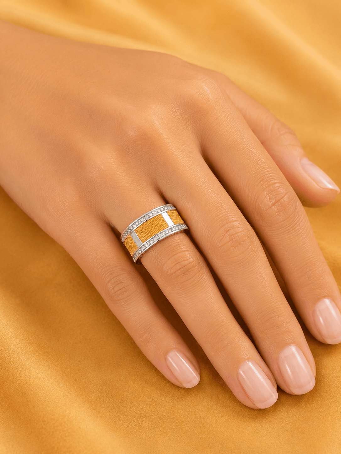 Two Tone Sterling Silver Wide Band Ring view 2