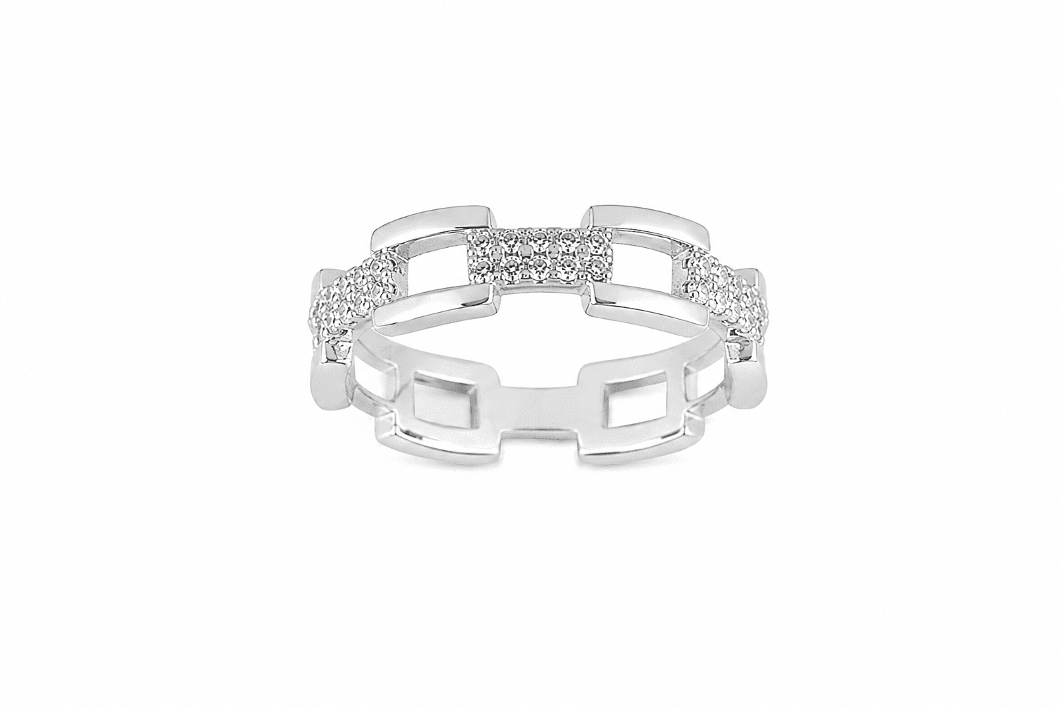 Sterling Silver Link Chain Ring view 1