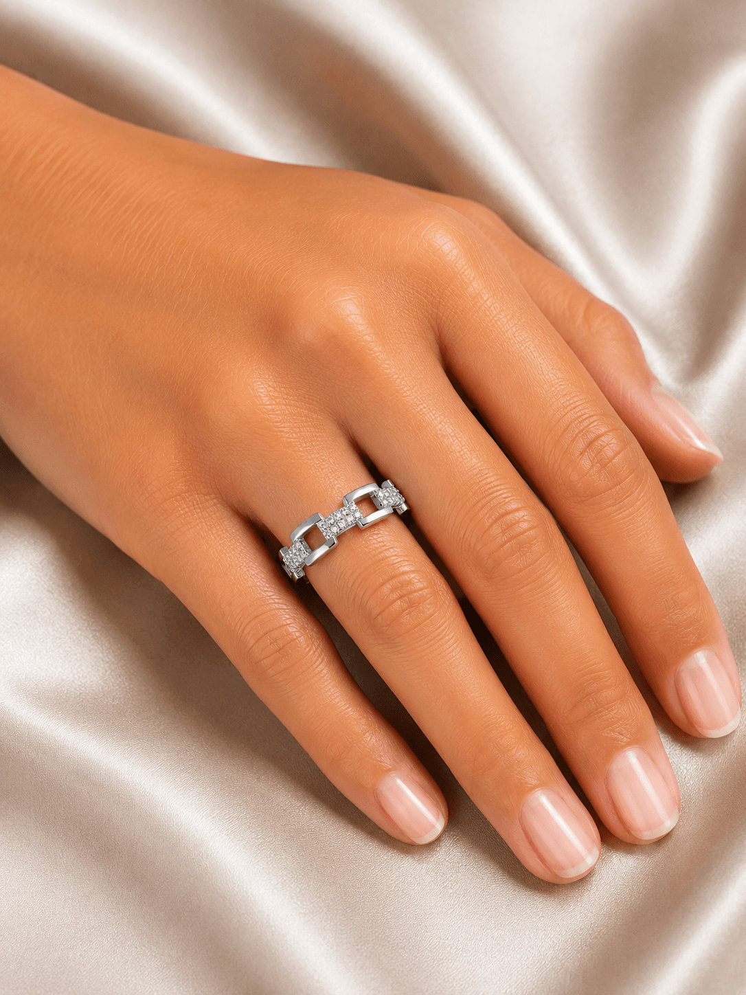 Sterling Silver Link Chain Ring view 2