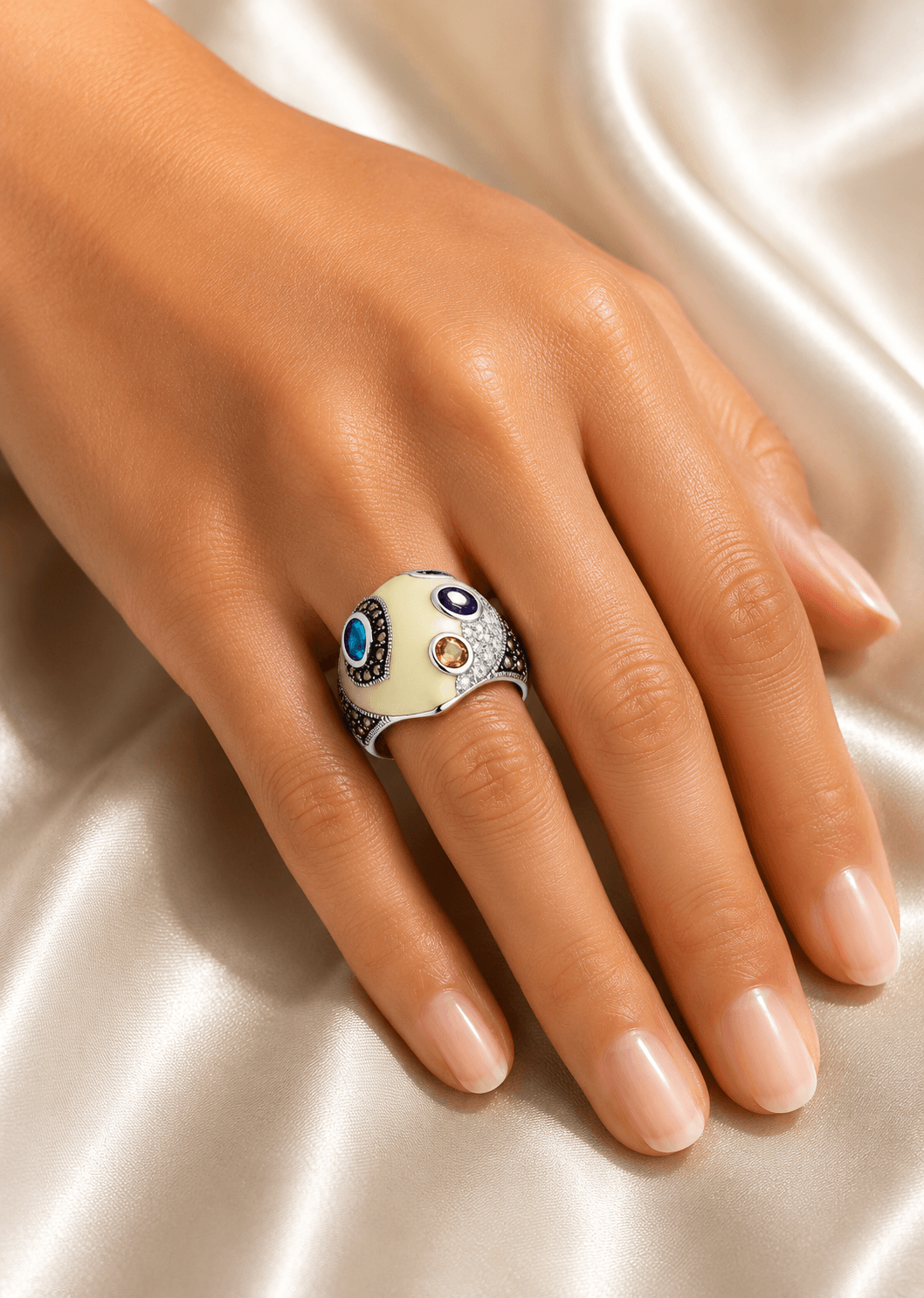 Prism Garden Enamel Silver Ring alternate view